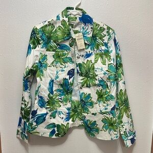 Coldwater Creek Green and Blue Floral Blazer